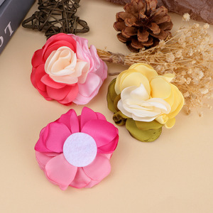 Mixed Color Burnt Edge Camellia Flowers Hair <b>Accessories</b> <b>Wedding</b> Decor Floral Trims For Crowns Wreaths Tiaras - Product Image 4