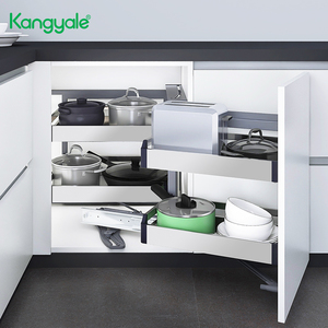 Gabinete Base de Cocina Lazy Susan Organizador de Almacenamiento Deslizante de Acero Inoxidable Cesta Esquina Persiana Universal Extraíble - Product Image 2