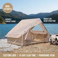 Tente de glamping gonflable personnalisée de 6 m² avec toit panoramique et grande entrée, imperméable, en matériau 300D, installation rapide, structure à ossature pneumatique