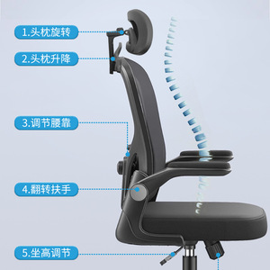 Silla de Oficina Ergonómica GCREATE con Reposabrazos Abatibles de Malla 7801, Silla de Escritorio para Oficina en Casa - Product Image 3