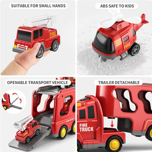 5 In 1 giocattolo trasportino <span class=keywords><strong>camion</strong></span> dei <span class=keywords><strong>pompieri</strong></span> trasporto attrito veicoli giocattolo con aereo antincendio giocattolo per i bambini regali di compleanno di natale - Product Image 4