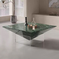 Table basse carrée en acrylique et marbre, design simple et luxueux, pour salon, ambiance haut de gamme