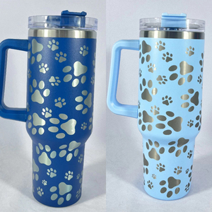 <b>Reusable</b> 40oz Travel Cup Cute <b>Mug</b> Insulated Cold Car Stainless Steel H2.0 Laser Cat Claw Tumbler with Handgrip - Product Image 4