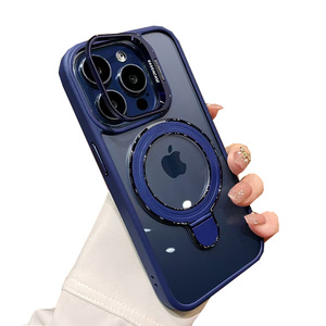 Nuevo diseño chapado doble soporte protección magnética móvil funda para teléfono móvil para <span class=keywords><strong>iPhone</strong></span> 15 Pro Max 16 Plus 14 13 <span class=keywords><strong>12</strong></span> 11 - Product Image 1
