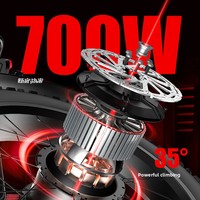 Bicicleta Eléctrica Todoterreno Resistente, 48V 700W, Neumáticos Anchos con Amortiguación, Plegable, para Adultos, con Asistencia al Pedaleo, E029
