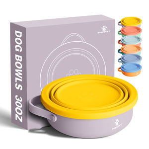 32 oz acariciam a bacia de aço inoxidável do cão com a tampa do silicone e o punho removível da bacia levam com cão do saco fora do recipiente de alimento - Product Image 4