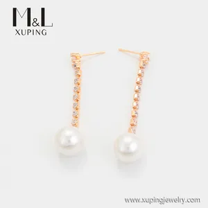 ML11252036 XUPING ML Store Special price fashion jewelry ladies daily wear 18K gold color Artificial zircon Pearl earrings