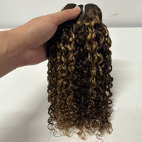 P4 27 Lot de mèches de cheveux humains bouclés Pixie couleur Highlight, Cheveux humains brésiliens Funmi Pixie Curly, Lots de mèches de cheveux humains naturels
