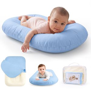 Soft Baby Lounger Removable Washable Cover Portable Newborn Baby Nest for Tummy Time Learning to Sit with Storage <b>Bag</b> - Product Image 1