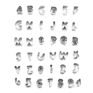 Lot de 37 pièces de 26 lettres et chiffres 3D stéréoscopiques <span class=keywords><strong>emporte</strong></span>-pièces à biscuits au sucre pressant et retournant des moules à gâteaux pour la cuisson - Product Image 3