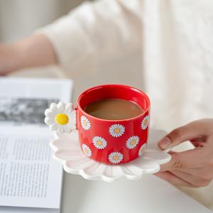 Tazza in Ceramica Lelyi con Motivo Creativo di Margherita e <span class=keywords><strong>Coccinella</strong></span> a Sette Punti, Elegante Tazza da Caffè per Casa e Ufficio - Product Image 2