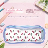 Trousse à Crayons Transparente en PVC avec Fermeture Éclair, Grande Capacité, Imperméable, Portable, pour Enfants, Sac Cosmétique – Vente en Gros