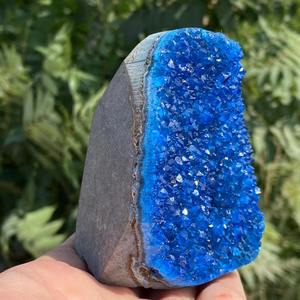 300-400g Pierre brute, matériau cristallin naturel, grappe de quartz géode bleue pour ornements de guérison - Product Image 2