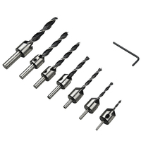 OEM 7 pièces Forets à chanfreiner et à aléser pour le travail du bois, à trois pointes, avec guide pour machine à chanfreiner
