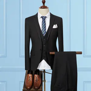 NAYIJI Bộ Đồ Ba Mảnh Nam Một Hàng Khuy Giao Hàng Thả Vận Chuyển Áo Khoác Blazer Vải TR Công Sở Cho Nam Bộ Đồ Màu Trắng Nam Chất Lượng Tốt