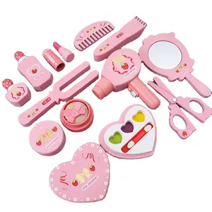 时尚儿童女孩假装玩木玩具化妆套装公主粉色化妆玩具套装儿童