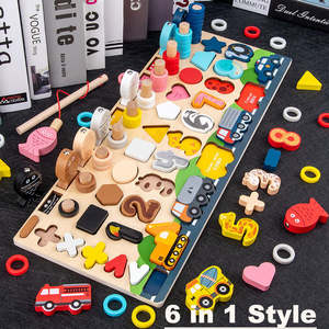 Rompecabezas <span class=keywords><strong>de</strong></span> <span class=keywords><strong>madera</strong></span> <span class=keywords><strong>de</strong></span> siete en uno para niños, placa logarítmica, juguetes educativos para edades tempranas, <span class=keywords><strong>letras</strong></span> en inglés - Product Image 3