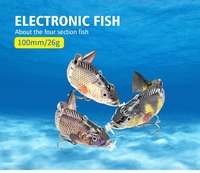Umpan Ikan Robot SKM Plastik Keras Multi-Sendi, Dapat Diisi Ulang, Berenang Sendiri, Otomatis, untuk Ikan Bass & Trout di Sungai