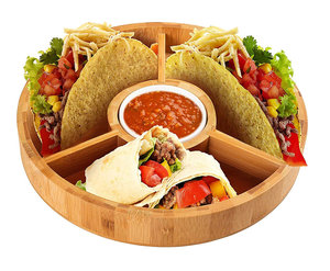 Juego de Platos de Madera para Servir Aperitivos con Tazón para Salsa, Guacamole, Nachos, Verduras, Tacos y Otros Bocadillos - Product Image 5