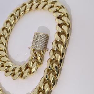 Collar cubano chapado en oro Tianyu Gems, estilo hip-hop simple y clásico, adecuado tanto para hombres como para mujeres. - Product Image 2