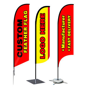 Spanduk terbang luar ruangan promosi kustom cetak iklan bulu bendera teardrop bali busur bendera pantai dengan basis corss - Product Image 3