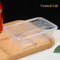 Boîte bento rectangulaire à 2 compartiments avec couvercle, 440 ml, compatible micro-ondes, en PP5 de qualité alimentaire, conteneur de préparation de repas moulé par injection, boîte à emporter