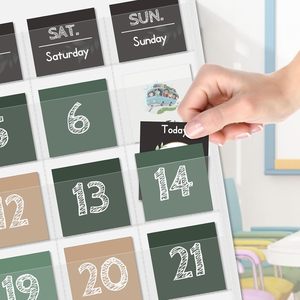 Tableau de gestion du temps en nylon grand format, style bohème, avec pochettes pour calendrier et végétation, pour la décoration de la salle de classe, de la maison ou de l'école des enfants - Product Image 5