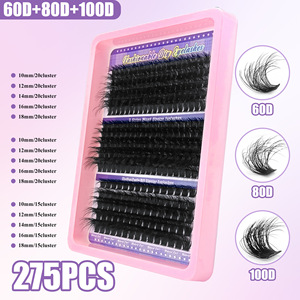 <span class=keywords><strong>15</strong></span> Hàng 300 Cụm 30D 40D 50D 9-16Mm C/D DIY Handmade Phân Đoạn Lông Mi 275Pcs 60P/80P/100P Cụm Lông Mi - Product Image 3