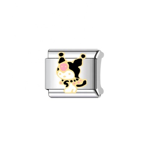 Bracelet unisexe en acier inoxydable DIY, motif animal Pooh, électroplaqué, style Gharm italien - Product Image 2