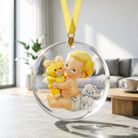 Runde Bedruckte Kristall-Weihnachtsdekoration, Neugeborenen-Ankündigung, Festliche Weihnachts-Hängedekoration