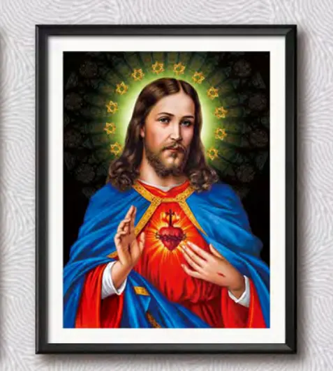 예수 그리스도의 종교 3d 렌즈 모양 신 벽 그림
