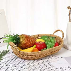 Plateau en rotin de sortie d'usine plateaux de rangement pour aliments plateau de rangement ovale tissé à la main Logo multifonction unique moderne personnalisé - Product Image 3