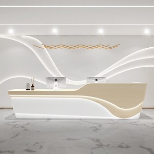 Mostrador de recepción pequeño con carga de alambre dorado de diseño de barco para peluquería y uso frontal de barra - Product Image 3