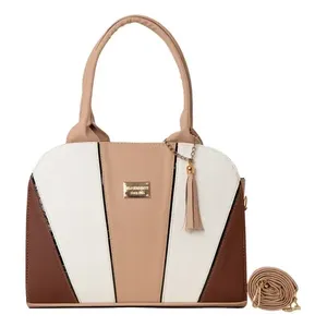 Sac à main en cuir pour femme Fana Bruna M3818 Blanc Marron à panneaux avec fermeture à rabat pour usage quotidien décontracté - Product Image 1