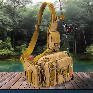 Mochila táctica de nailon para aparejos de pesca para hombre, bolso de hombro con eslinga para pesca con mosca, almacenamiento de equipo y soporte para caña - Product Image 1