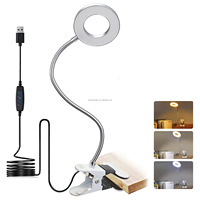 Lampe de bureau LED moderne à clipser, lumière blanc chaud, intensité réglable, protection oculaire, USB, flexible, lampe de lecture, dôme multifonctionnel avec loupe