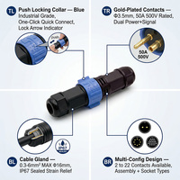 Conector Impermeable IP67 de 4 Pines M25, 30A 300V, Conector Circular Macho y Hembra con Bloqueo a Presión para Automatización Industrial y Energía Solar