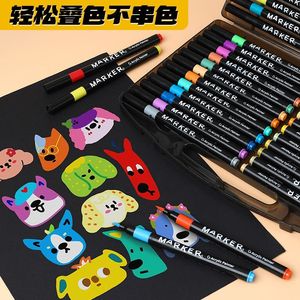 12 màu nhỏ hộp đen mềm đầu Acrylic nghệ thuật Bút Đánh Dấu thiết lập xóa được cho sinh viên và các nghệ sĩ mịn sơn - Product Image 3