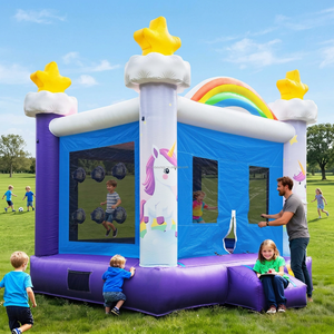Château gonflable commercial <span class=keywords><strong>Lemon</strong></span> Bounce LM-009, château gonflable pour enfants en plein air, château gonflable arc-en-ciel étoile |   PVC durable - Product Image 1