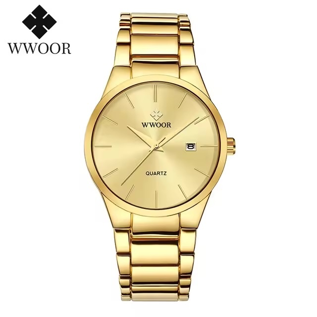 WWOOR 8875 Luxury Classic Men's Quartz Watch Stainless Steel Waterproof Date Function Fashion Business Top Brand Male Timepiece