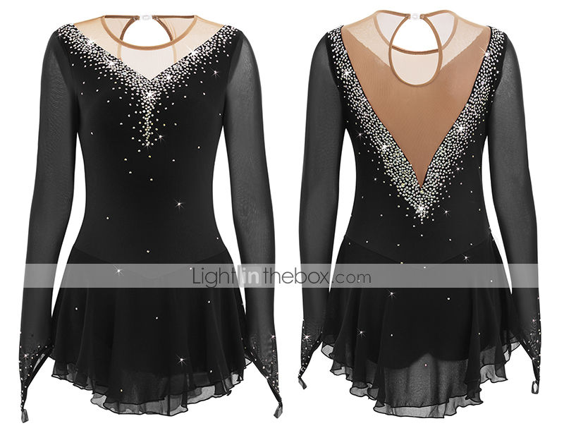 2019 nuevo vestido de Patinaje Artístico de manga larga para