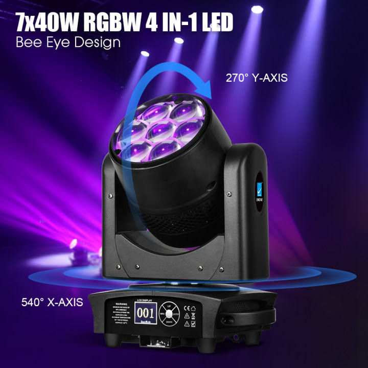 BETOPPER 350W移動ヘッド ライト7x40W RGBW の洗浄/ズームレンズ