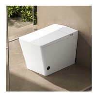 WC intelligent en céramique avec siège chauffant, télécommande, drainage S-trap, double chasse, veilleuse, chasse automatique, lavage arrière, pour installation au sol