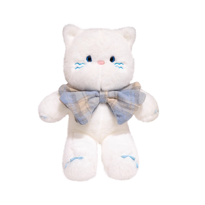 All'ingrosso gatto peluche bianco e nero con grande papillon farcito per bambini regalo di colore marrone papillon simpatico gatto peluche - Product Image 1