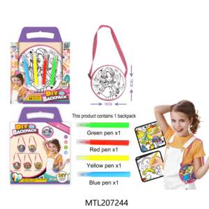 環境にやさしい女の子DIYおもちゃフルカラーグラフィティペイントキャンバスバックパック、マーカー付きDIYドローイングショルダーバッグ子供用 - Product Image 2