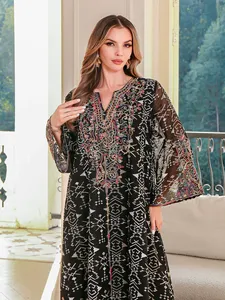 Customizable New Abaya <b>Dress</b> Breathable Cord Embroidered Maxi <b>Dress</b> <b>for</b> Women OEM ODM - Product Image 3