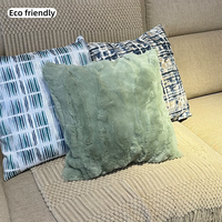 Coussin décoratif en fausse fourrure de lapin, épais et moelleux, fait main, pour canapé, maison et hôtel