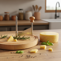 Ensemble d'outils à fromage de luxe avec base en chêne, râpe à fromage et rouleau à chocolat à lame en acier inoxydable – Cadeau de cuisine gourmand écologique