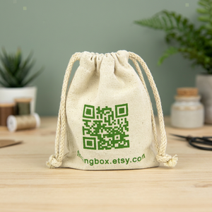 Bolsa de Muselina Orgánica Reciclable y Ecológica Personalizada, Bolsa de Algodón, Bolsa Promocional Pequeña de Tela Calicó Blanca con Cordón, Bolsa de Lona - Product Image 1