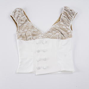 Blusa Elegante de Verano para Mujer, con Encaje, Cuello en V, Corte Entallado y Cintura Ajustada - Product Image 2